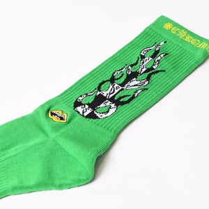 新品未使用 CHROME HEARTS クロムハーツ × MATTY BOY マッティボーイ SOCKS PPO CHOMPER チョンパーソックス 靴下 グリーン 中古 4b013677
