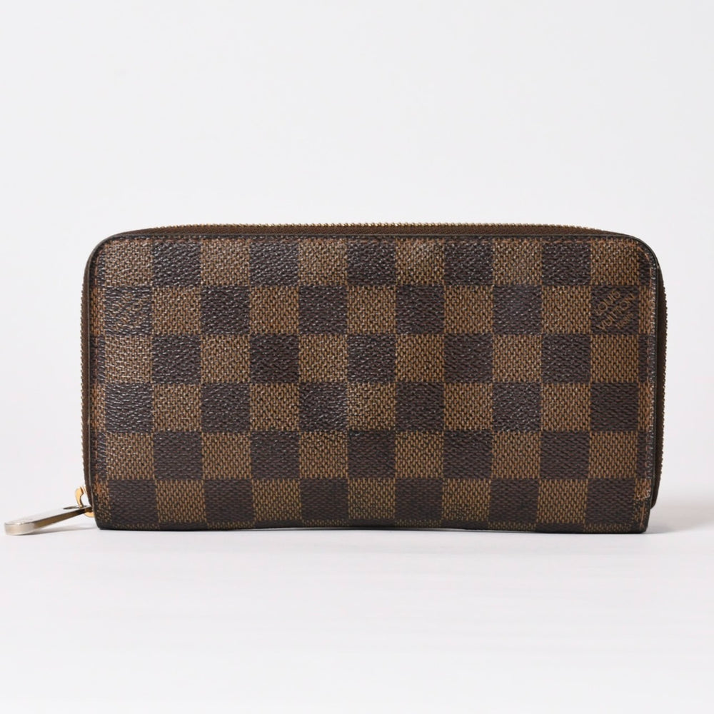 LOUIS VUITTON ルイヴィトン ジッピーウォレット 長財布 N41661 ダミエ キャンバス ライニング ブラウン 美品 中古 4b010896