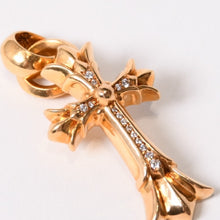 Load image into Gallery viewer, 極美品 CHROME HEARTS クロムハーツ ダブルCHクロス WITH ベイル パヴェ ダイヤ ペンダントトップ チャーム 重量約36.05g 2011/.22K刻印 中古 4b013858