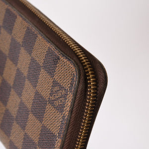 LOUIS VUITTON ルイヴィトン ジッピーウォレット 長財布 N41661 ダミエ キャンバス ライニング ブラウン 美品 中古 4b010896