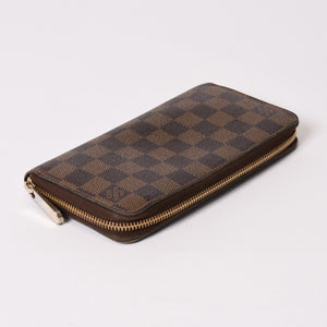 LOUIS VUITTON ルイヴィトン ジッピーウォレット 長財布 N41661 ダミエ キャンバス ライニング ブラウン 美品 中古 4b010896