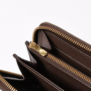 LOUIS VUITTON ルイヴィトン ジッピーウォレット 長財布 N41661 ダミエ キャンバス ライニング ブラウン 美品 中古 4b010896