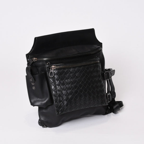 BOTTEGAVENETA ボッテガヴェネタ イントレチャート 2WAY ベルトバッグ 121604 ブラック カーフ ガンメタル金具 美品 中古 4b013473