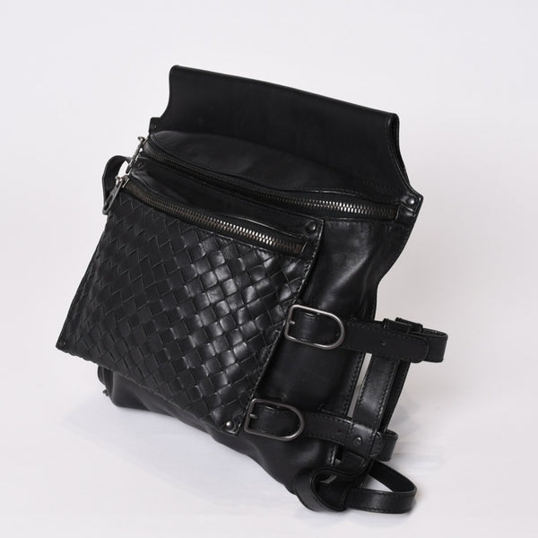 BOTTEGAVENETA ボッテガヴェネタ イントレチャート 2WAY ベルトバッグ 121604 ブラック カーフ ガンメタル金具 美品 中古 4b013473