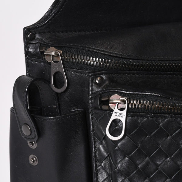 BOTTEGAVENETA ボッテガヴェネタ イントレチャート 2WAY ベルトバッグ 121604 ブラック カーフ ガンメタル金具 美品 中古 4b013473