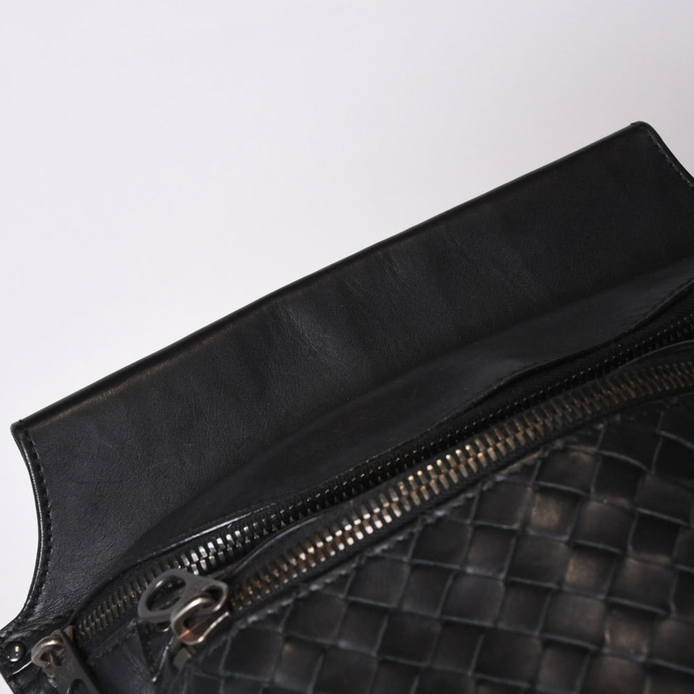 BOTTEGAVENETA ボッテガヴェネタ イントレチャート 2WAY ベルトバッグ 121604 ブラック カーフ ガンメタル金具 美品 中古 4b013473