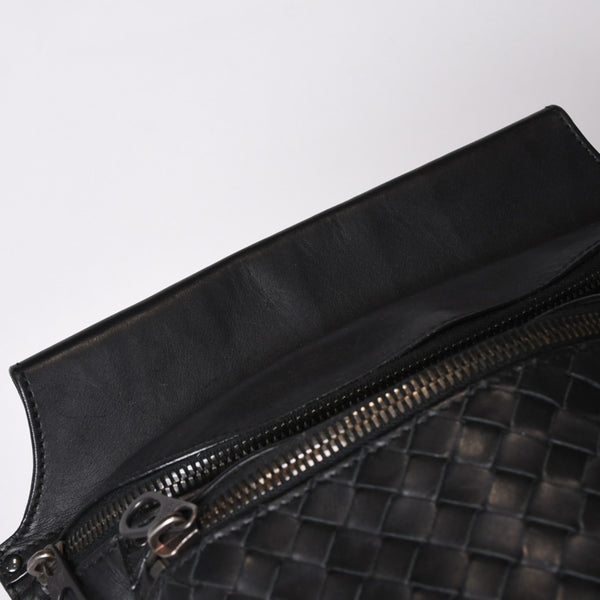 BOTTEGAVENETA ボッテガヴェネタ イントレチャート 2WAY ベルトバッグ 121604 ブラック カーフ ガンメタル金具 美品 中古 4b013473