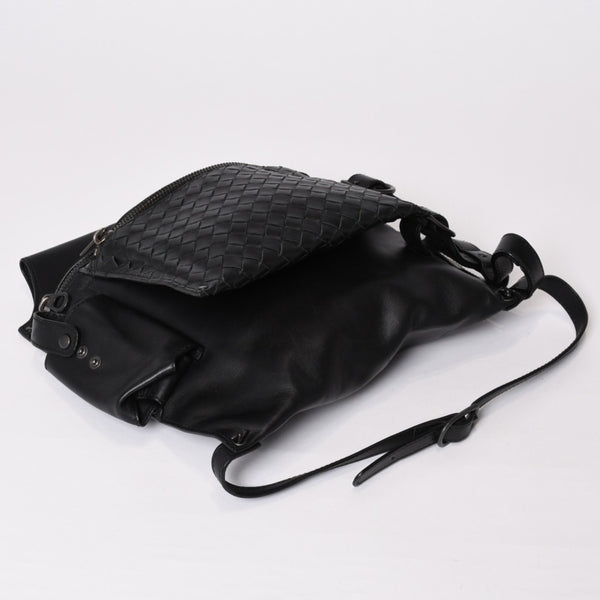 BOTTEGAVENETA ボッテガヴェネタ イントレチャート 2WAY ベルトバッグ 121604 ブラック カーフ ガンメタル金具 美品 中古 4b013473