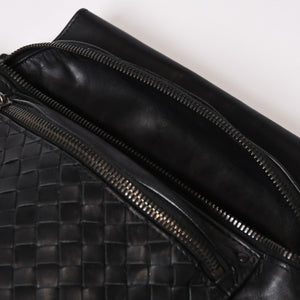 BOTTEGAVENETA ボッテガヴェネタ イントレチャート 2WAY ベルトバッグ 121604 ブラック カーフ ガンメタル金具 美品 中古 4b013473