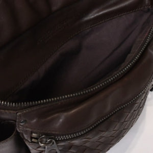 BOTTEGAVENETA ボッテガヴェネタ イントレチャート ウエストバッグ ブラウン レザー アンティークブラウン金具 美品 中古 4b013605