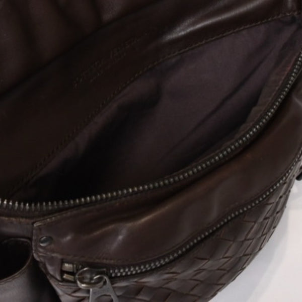 BOTTEGAVENETA ボッテガヴェネタ イントレチャート ウエストバッグ ブラウン レザー アンティークブラウン金具 美品 中古 4b013605