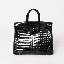 画像をギャラリービューアに読み込む, HERMES エルメス ハンドバッグ □J刻印 バーキン25 ニロティカス ブラック シルバー金具 美品 中古 4a000082