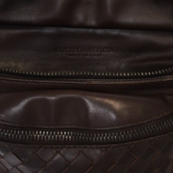 BOTTEGAVENETA ボッテガヴェネタ イントレチャート ウエストバッグ ブラウン レザー アンティークブラウン金具 美品 中古 4b013605
