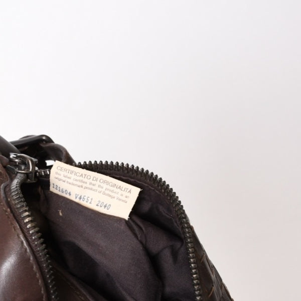 BOTTEGAVENETA ボッテガヴェネタ イントレチャート ウエストバッグ ブラウン レザー アンティークブラウン金具 美品 中古 4b013605