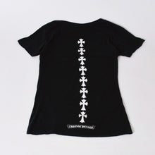 Load image into Gallery viewer, CHROME HEARTS クロムハーツ セメタリー 半袖VネックTシャツ サイズXS ブラック コットン 美品 中古 4b013691