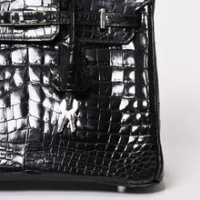 画像をギャラリービューアに読み込む, HERMES エルメス ハンドバッグ □J刻印 バーキン25 ニロティカス ブラック シルバー金具 美品 中古 4a000082