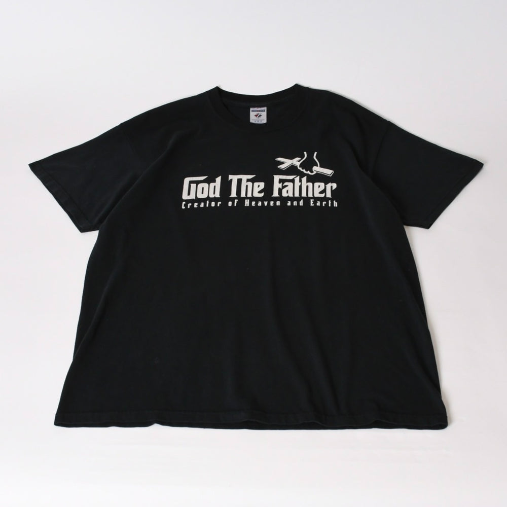 VINTAGE ヴィンテージ 90's God The Father 父なる神 半袖Tシャツ サイズXL ゴッドファーザー サンプリング ブラック 美品 中古 4b013801