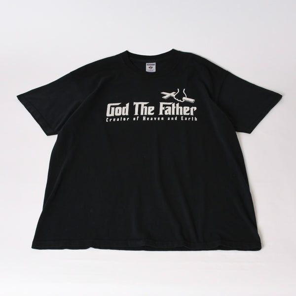 VINTAGE ヴィンテージ 90's God The Father 父なる神 半袖Tシャツ サイズXL ゴッドファーザー サンプリング ブラック 美品 中古 4b013801