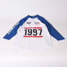Load image into Gallery viewer, OFFICIAL DIPSET PRODUCT ディプロマッツ 7分袖 ラグランTシャツ ブルー ホワイト コットン サイズXL 中古 4b013495