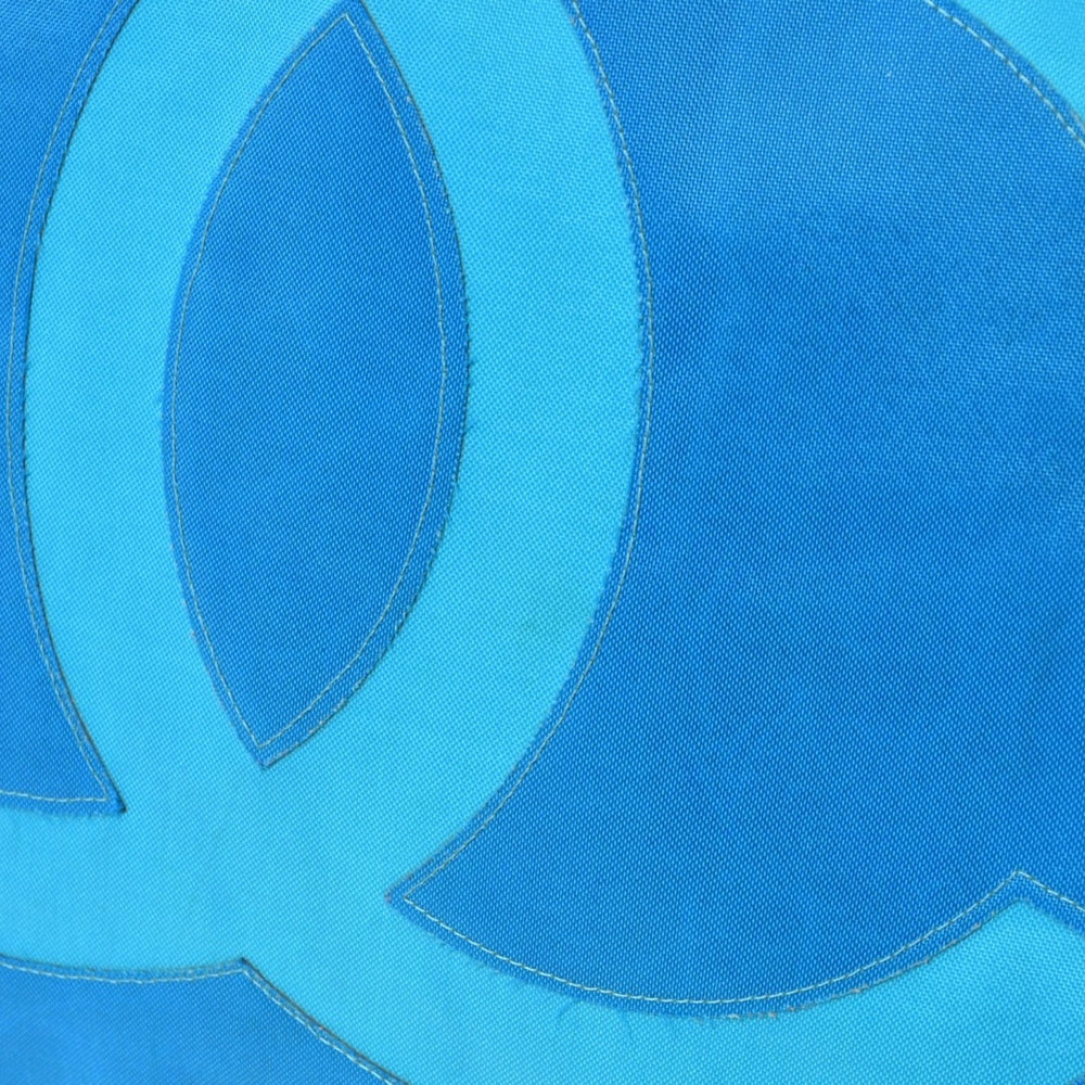 CHANEL Vintage Chanel Logo Chain Tote Bag Coco Mark Turquoise Blue Good Condition Used 4b014005