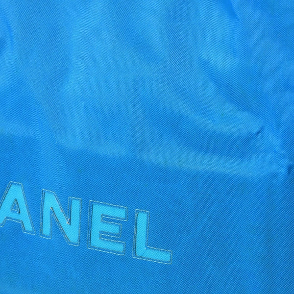 CHANEL Vintage Chanel Logo Chain Tote Bag Coco Mark Turquoise Blue Good Condition Used 4b014005