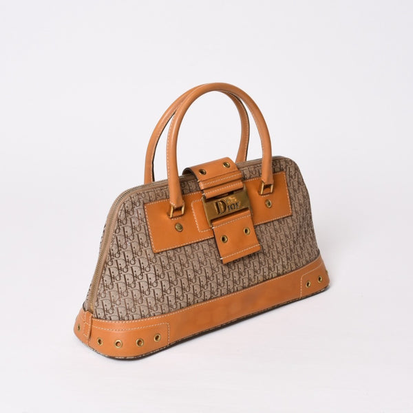CHRISTIAN DIOR クリスチャンディオール ハンドバッグ ストリートシック トロッター ブラウン BM-0052 ゴールド金具 美品 中古 4b009341