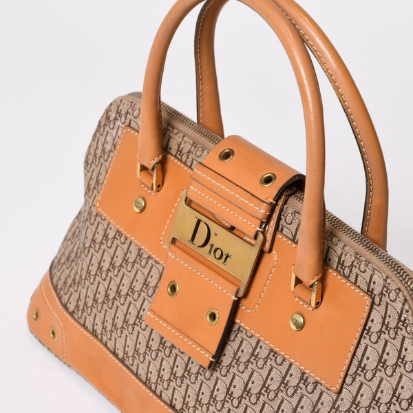 CHRISTIAN DIOR クリスチャンディオール ハンドバッグ ストリートシック トロッター ブラウン BM-0052 ゴールド金具 美品 中古 4b009341