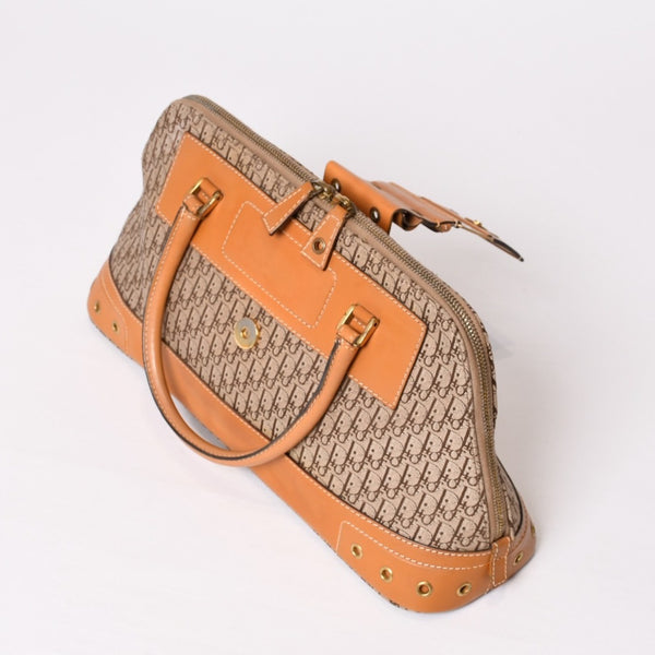 CHRISTIAN DIOR クリスチャンディオール ハンドバッグ ストリートシック トロッター ブラウン BM-0052 ゴールド金具 美品 中古 4b009341