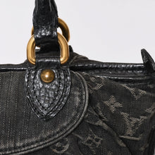 画像をギャラリービューアに読み込む, LOUIS VUITTON ルイヴィトン ネオカヴィMM ハンドバッグ M95351 モノグラム デニム ブラック 2WAY ゴールド金具 美品 中古 4b014117