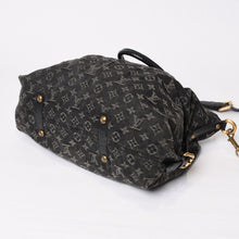 画像をギャラリービューアに読み込む, LOUIS VUITTON ルイヴィトン ネオカヴィMM ハンドバッグ M95351 モノグラム デニム ブラック 2WAY ゴールド金具 美品 中古 4b014117