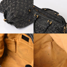 画像をギャラリービューアに読み込む, LOUIS VUITTON ルイヴィトン ネオカヴィMM ハンドバッグ M95351 モノグラム デニム ブラック 2WAY ゴールド金具 美品 中古 4b014117