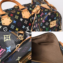 画像をギャラリービューアに読み込む, LOUIS VUITTON ルイヴィトン スピーディ30 ハンドバッグ M92642 モノグラム マルチカラー ブラック ゴールド金具 村上隆 美品 中古 4b014066