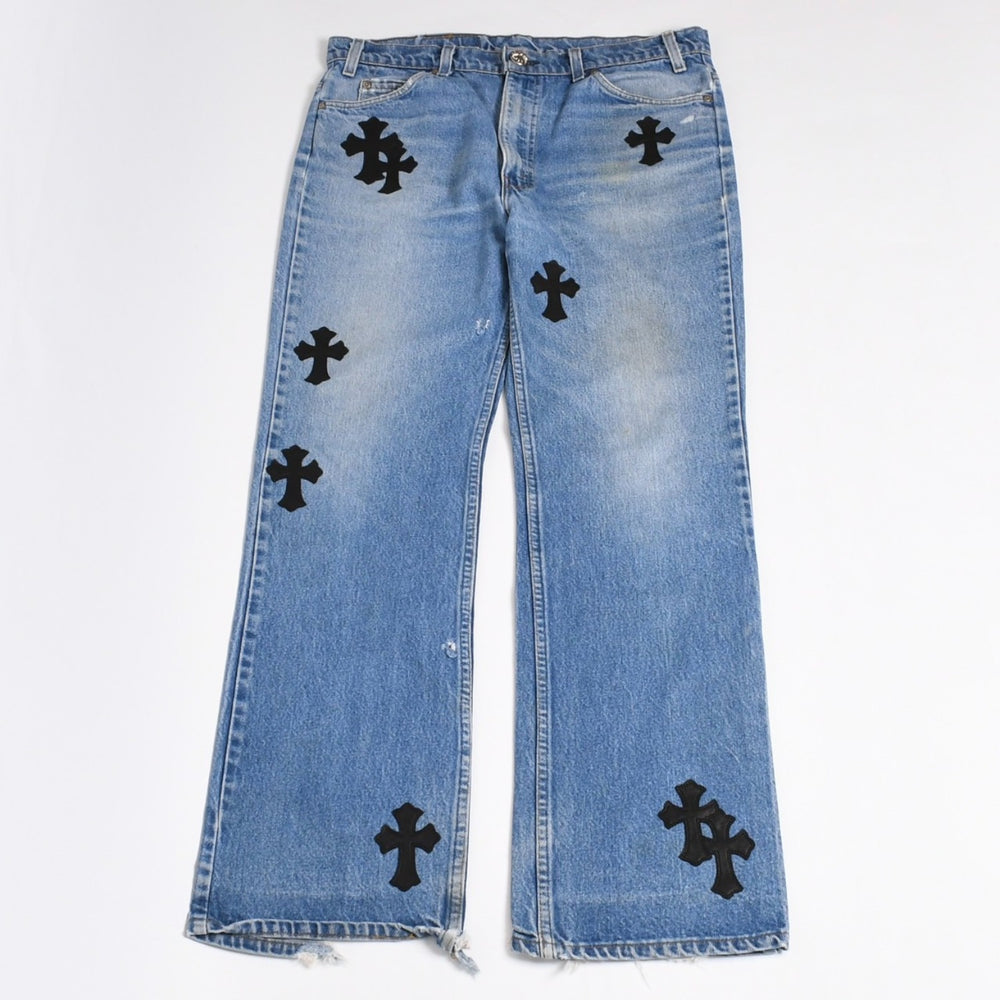 Unused CHROME HEARTS Cemetery Cross Patch Denim Pants Size 36 Levi's 517 Used 4b014119