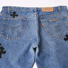 画像をギャラリービューアに読み込む, CHROME HEARTS クロムハーツ セメタリークロスパッチ デニムパンツ サイズ34 Levi's 517 リーバイス517 美品 中古 4b014087