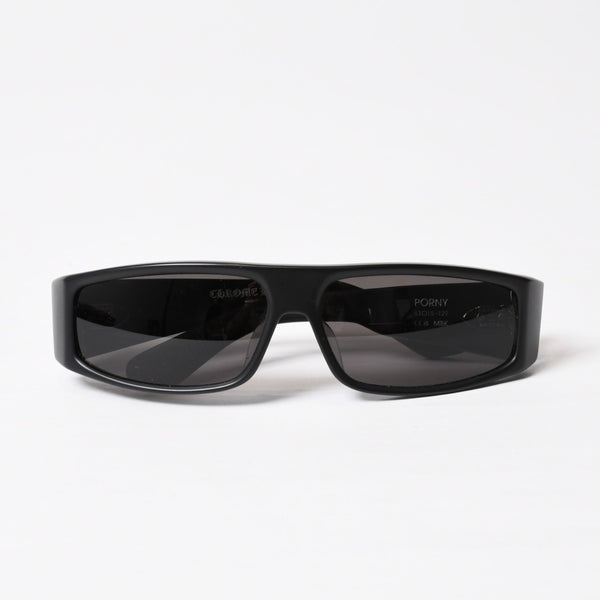 極美品 CHROME HEARTS クロムハーツ PORNY ポルニー サングラス アセテート シルバー925 ブラック サイズ63☐15-129 中古 4b014106