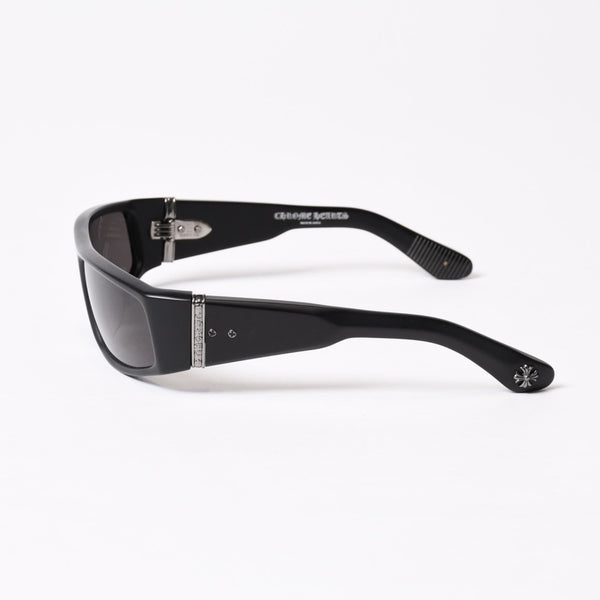 極美品 CHROME HEARTS クロムハーツ PORNY ポルニー サングラス アセテート シルバー925 ブラック サイズ63☐15-129 中古 4b014106