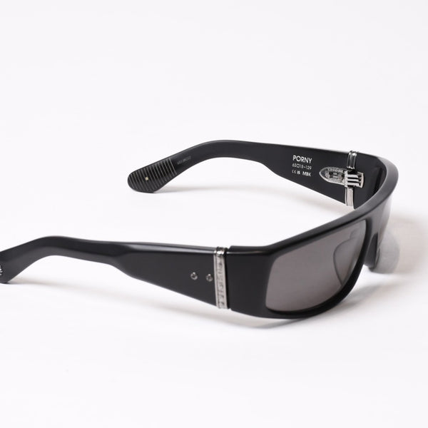 極美品 CHROME HEARTS クロムハーツ PORNY ポルニー サングラス アセテート シルバー925 ブラック サイズ63☐15-129 中古 4b014106