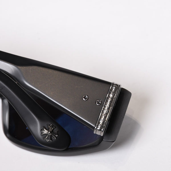 極美品 CHROME HEARTS クロムハーツ PORNY ポルニー サングラス アセテート シルバー925 ブラック サイズ63☐15-129 中古 4b014106