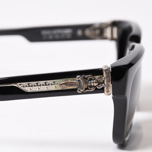 極美品 CHROME HEARTS クロムハーツ BOX-OFFICER ボックスオフィサー サングラス ダガー ブラック サイズ56□19-144 中古 4b014107
