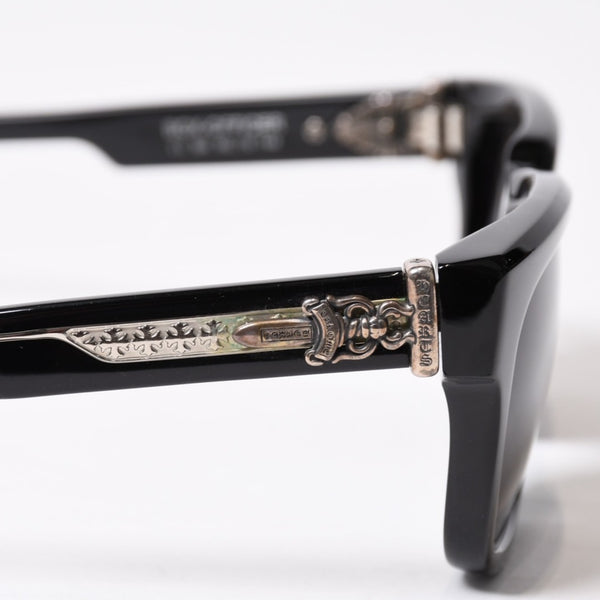 極美品 CHROME HEARTS クロムハーツ BOX-OFFICER ボックスオフィサー サングラス ダガー ブラック サイズ56□19-144 中古 4b014107