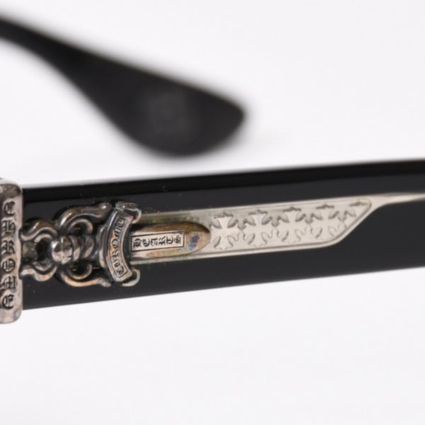 極美品 CHROME HEARTS クロムハーツ BOX-OFFICER ボックスオフィサー サングラス ダガー ブラック サイズ56□19-144 中古 4b014107