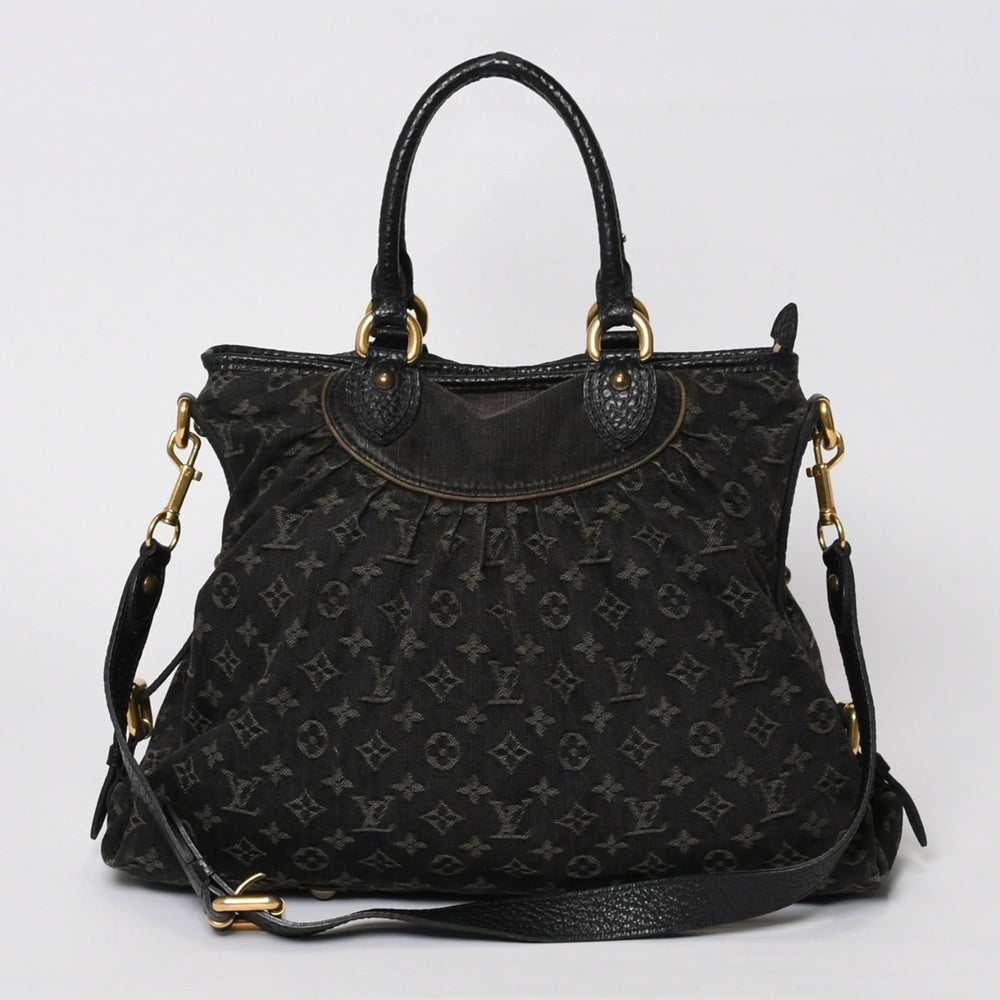 LOUIS VUITTON ルイヴィトン ネオカヴィ MM ハンドバッグ M95351 モノグラム デニム ブラック 2WAY ゴールド金具 美品 中古 4b014116