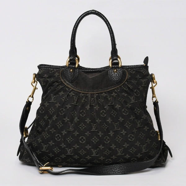 LOUIS VUITTON ルイヴィトン ネオカヴィ MM ハンドバッグ M95351 モノグラム デニム ブラック 2WAY ゴールド金具 美品 中古 4b014116