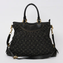 画像をギャラリービューアに読み込む, LOUIS VUITTON ルイヴィトン ネオカヴィ MM ハンドバッグ M95351 モノグラム デニム ブラック 2WAY ゴールド金具 美品 中古 4b014116