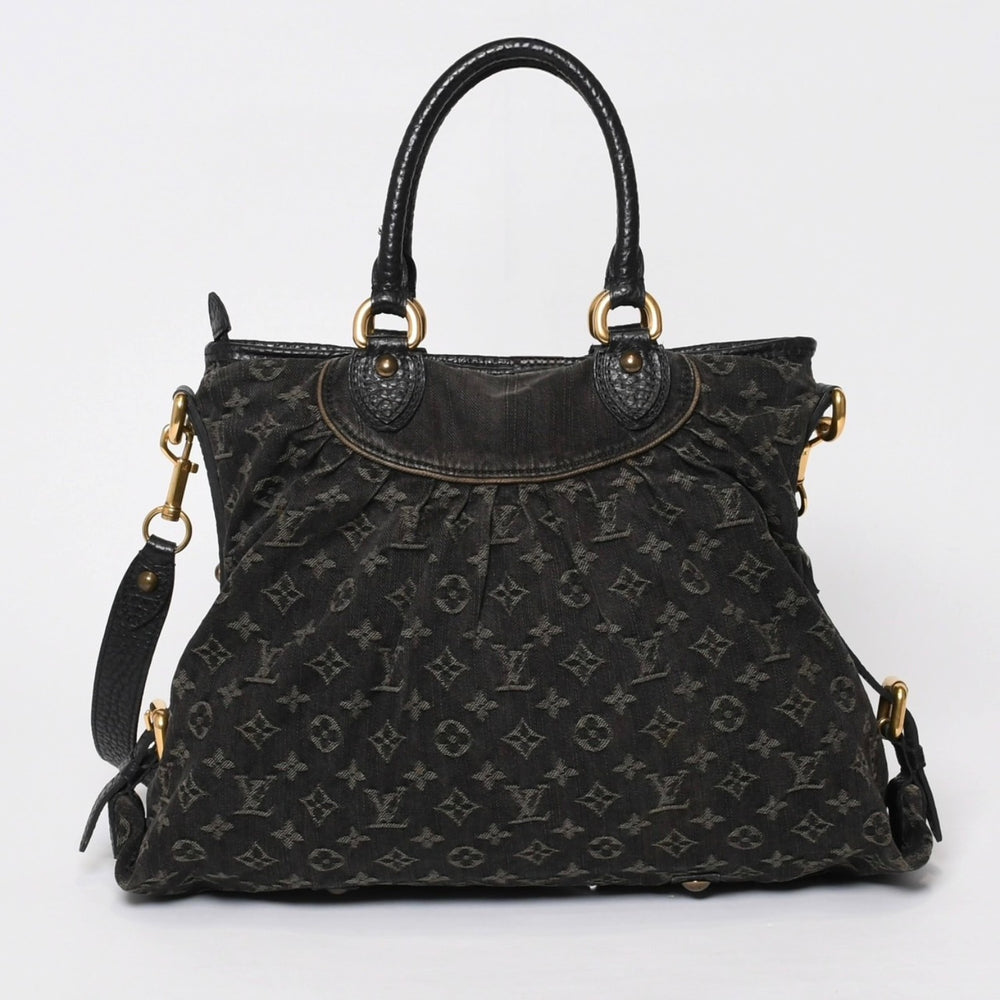 LOUIS VUITTON ルイヴィトン ネオカヴィ MM ハンドバッグ M95351 モノグラム デニム ブラック 2WAY ゴールド金具 美品 中古 4b014116