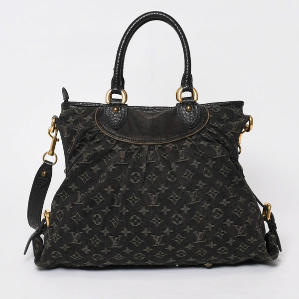 LOUIS VUITTON ルイヴィトン ネオカヴィ MM ハンドバッグ M95351 モノグラム デニム ブラック 2WAY ゴールド金具 美品 中古 4b014116