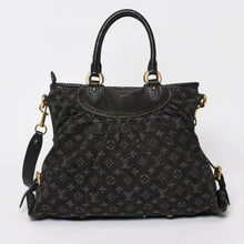 画像をギャラリービューアに読み込む, LOUIS VUITTON ルイヴィトン ネオカヴィ MM ハンドバッグ M95351 モノグラム デニム ブラック 2WAY ゴールド金具 美品 中古 4b014116