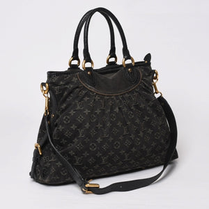 LOUIS VUITTON ルイヴィトン ネオカヴィ MM ハンドバッグ M95351 モノグラム デニム ブラック 2WAY ゴールド金具 美品 中古 4b014116