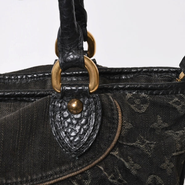 LOUIS VUITTON ルイヴィトン ネオカヴィ MM ハンドバッグ M95351 モノグラム デニム ブラック 2WAY ゴールド金具 美品 中古 4b014116