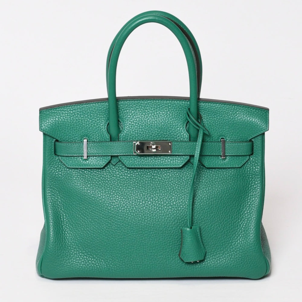 Like new HERMES Birkin 30 handbag Taurillon Clemence Vertigo x Vertfonce Silver hardware A stamp Used 4b014068